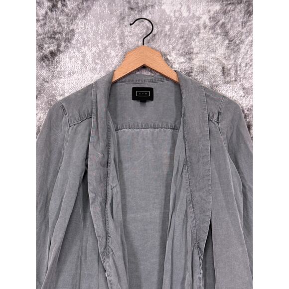 AYR Top XS Womens Gray Lyocell Linen Open Front Cardigan Robe - Picture 2 of 8